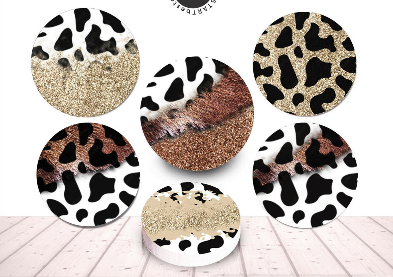 cow print coasters